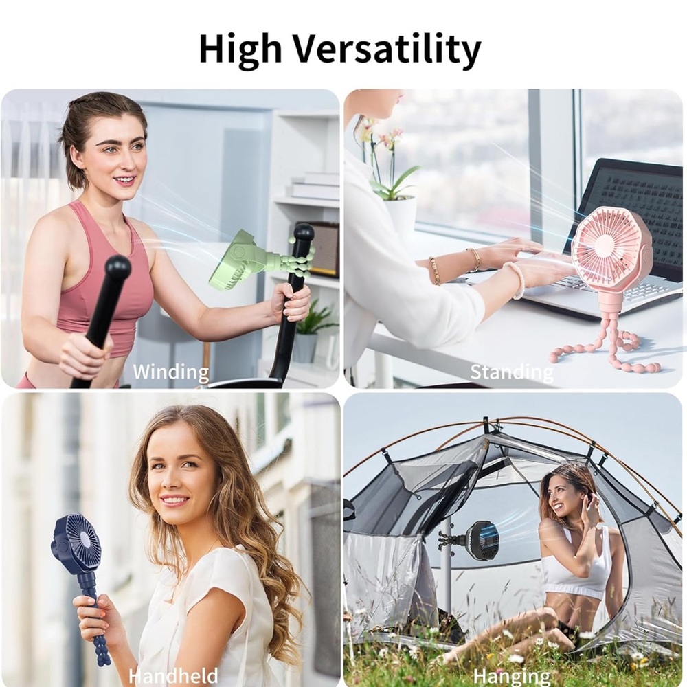 New Portable multi-scene use fan strong White 720° Rotating Clip-On Fan - Picture 5 of 8